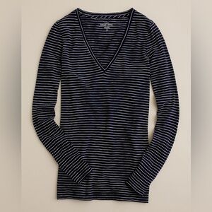 J Crew Vintage cotton long-sleeve V-neck tee in stripe